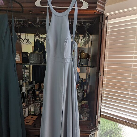 Azazie Clarice Bridesmaid dress dusty blue size 2-4 (custom) - Picture 1 of 8